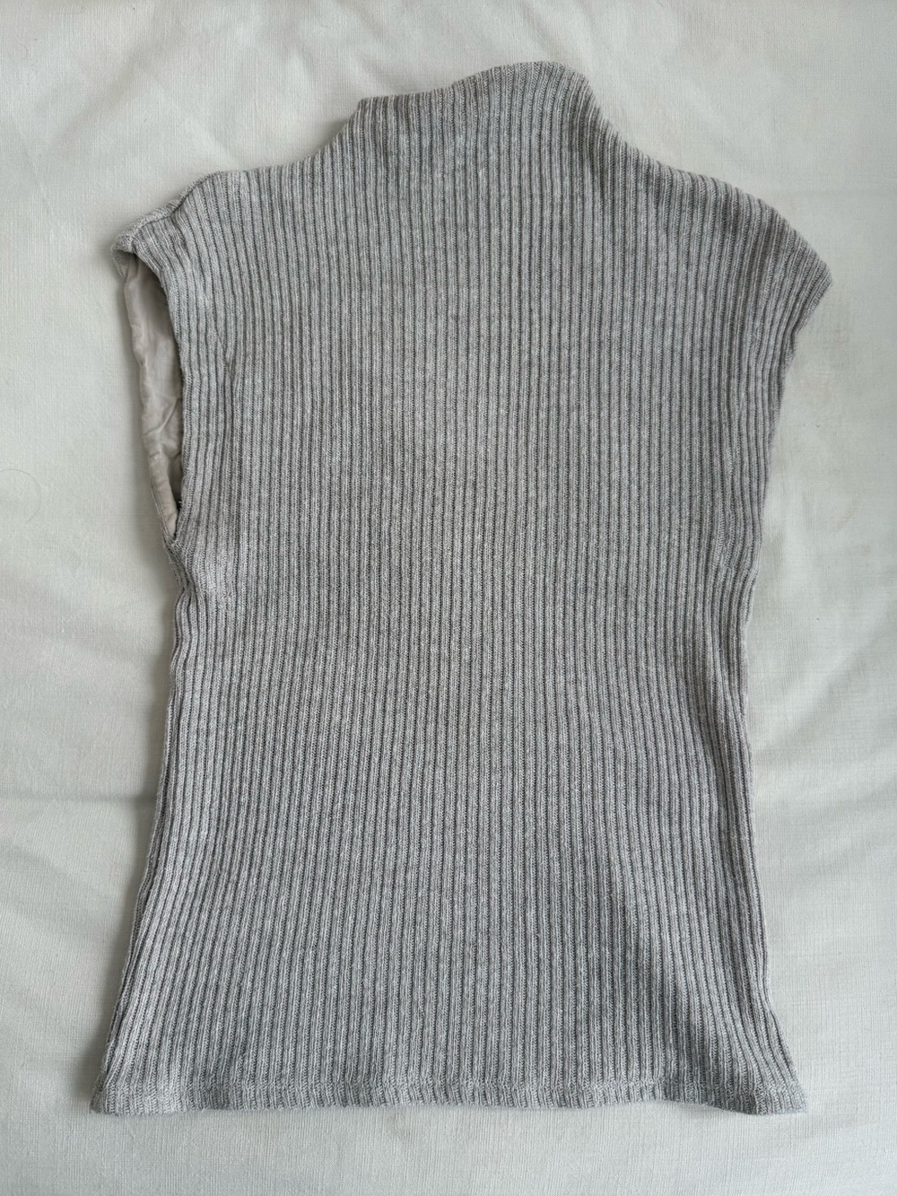 Zara Light Beige Ribbed Sleeveless Knit Top